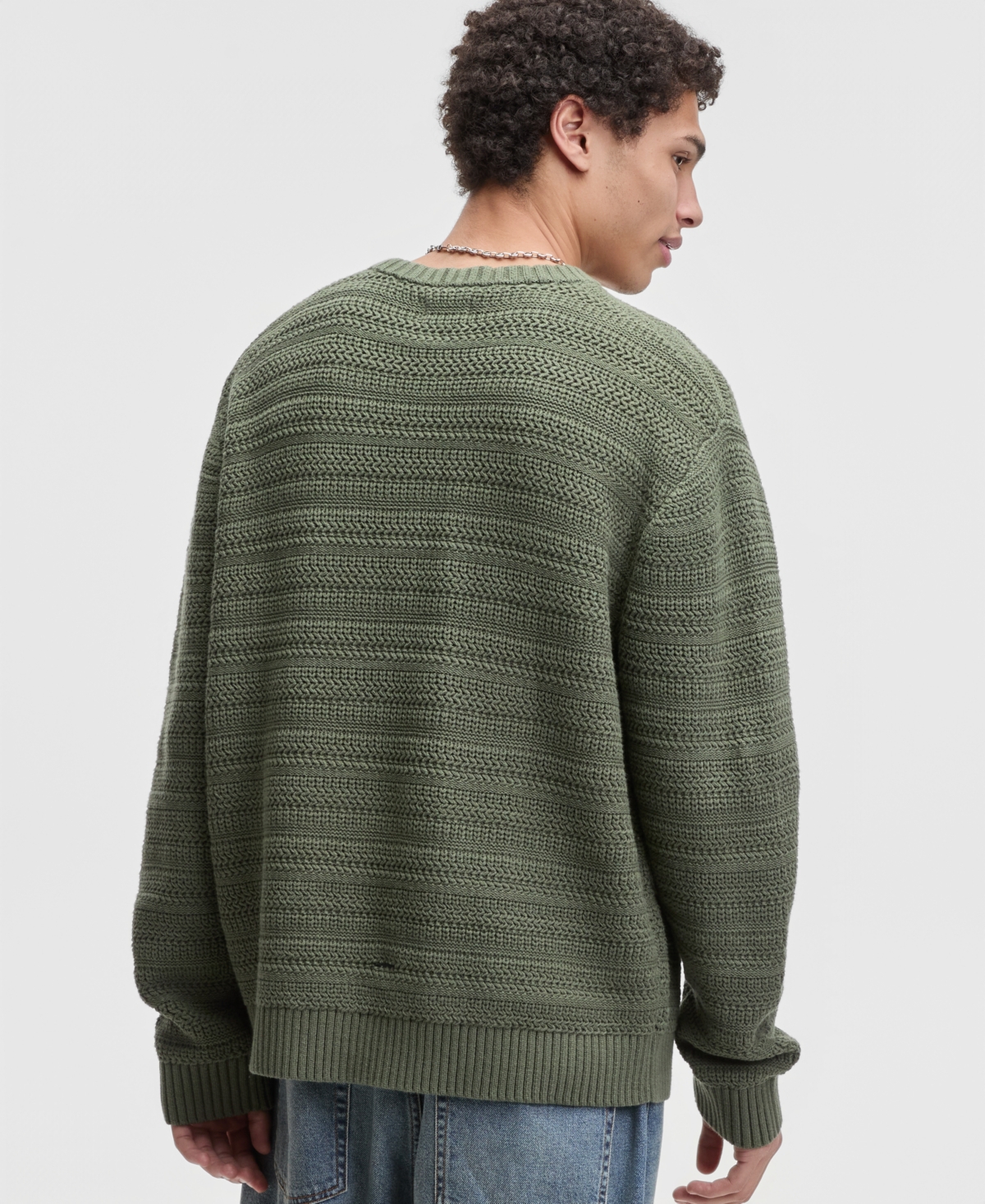 Mode Of One Men's Relaxed-fit Textured Sweater, Macy's Exclusive In Green