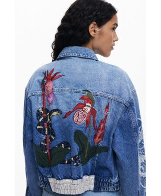 Women's Denim jacket with oriental embroidery