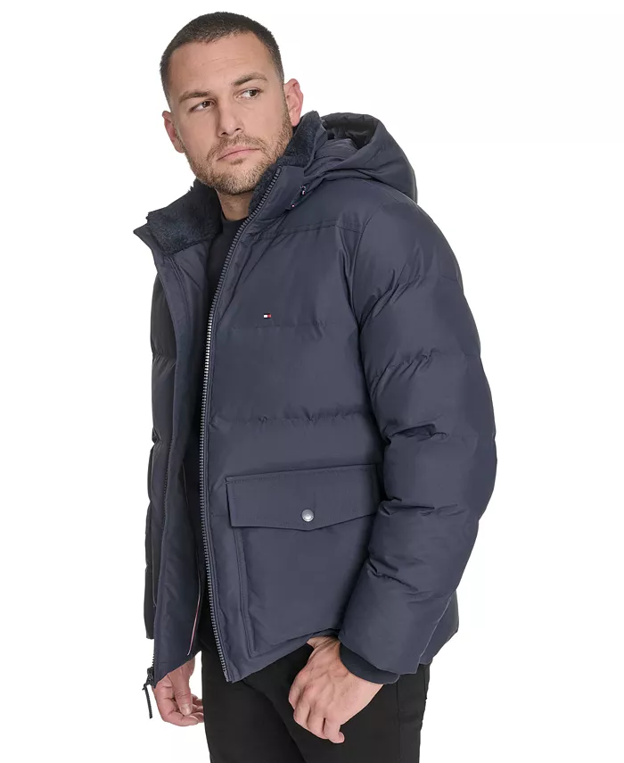 Men's Two Pocket Hooded Puffer Jacket - thumbnail 3