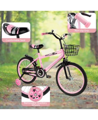 16 Inch Kids Bike with Glowing Training Wheels, Dual Brakes & High-Carbon Steel Frame | Gift for Girls and Boys Ages 5-9