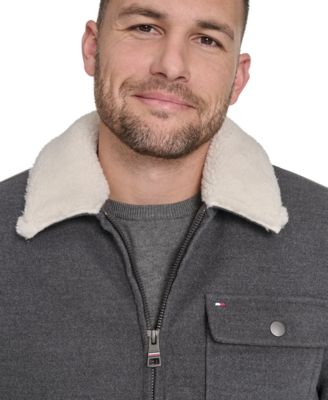 Men's Wool Blend Jacket with Sherpa Collar