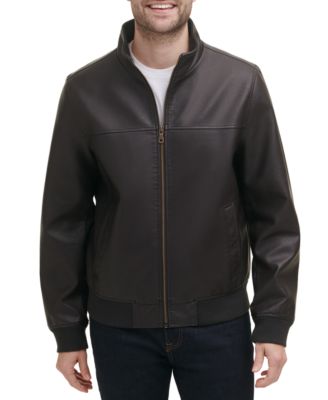 Men's Faux Leather Stand Collar Bomber