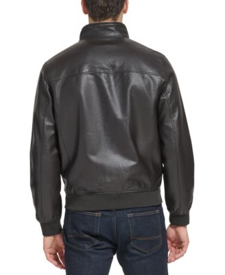 Men's Faux Leather Stand Collar Bomber