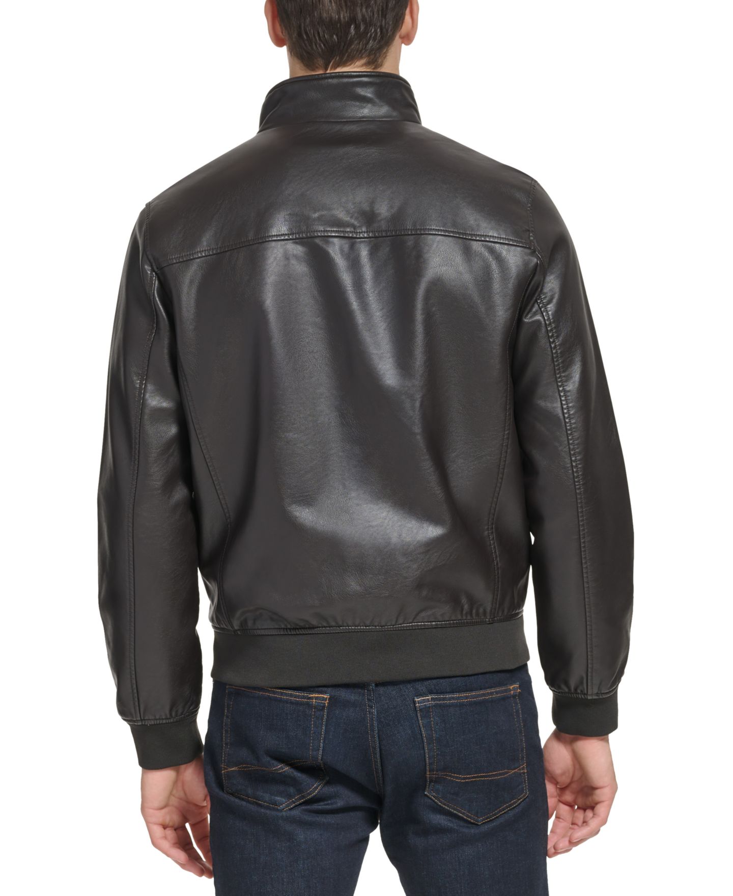 Мужская куртка Tommy Hilfiger Faux Leather Stand Collar Bomber, цвет: Чёрный — фото 5