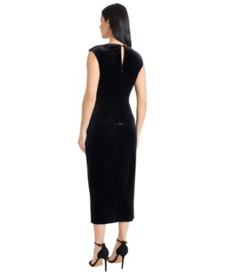 Women's Velvet Empire Belted Dress