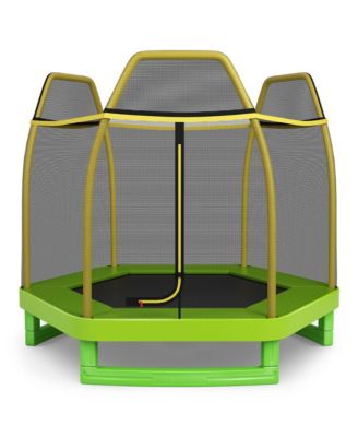 7 FT Kids Trampoline with Safety Enclosure Net Spring Pad Indoor Outdoor Heavy Duty
