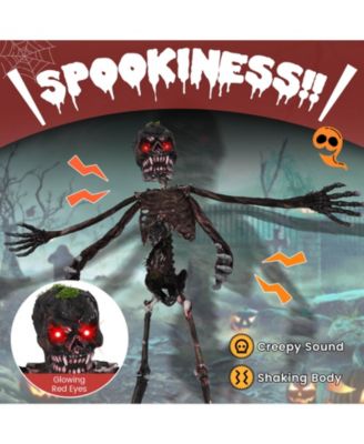 6 FT Animated Halloween Decoration Hanging Zombie Light-up Eyes Poseable Arms
