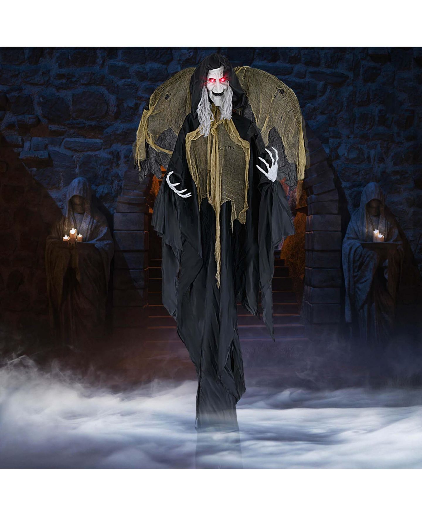 Детская игрушка Costway 8.2 ft Halloween Standing Witch Voice Activated Animatronic Ghost, цвет: Чёрный — фото 3