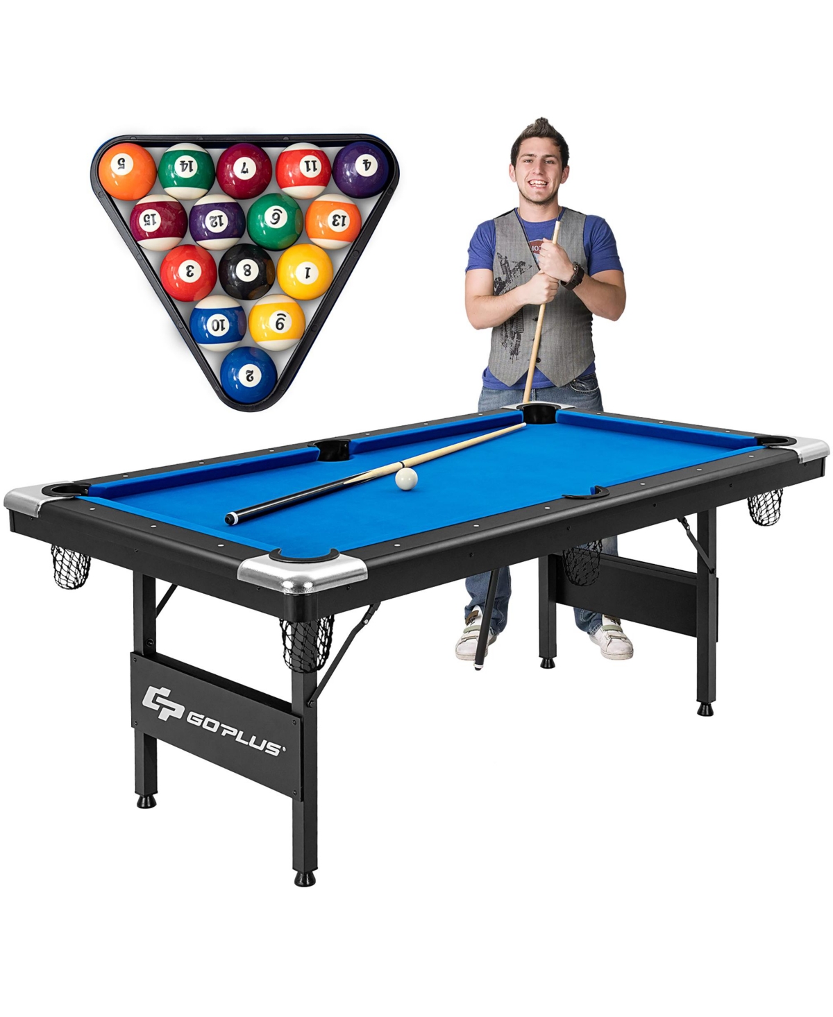 6 Ft Billiard Table 76 Inch Foldable Pool Table Perfect for Kids and Adults