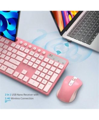 2.4G Wireless Computer Keyboard With Phone Tablet Holder And Mouse Combo,