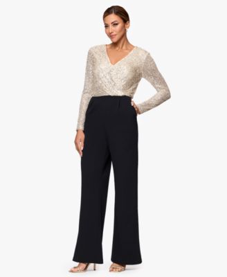 Women's Sequined-Bodice Straight-Leg Jumpsuit