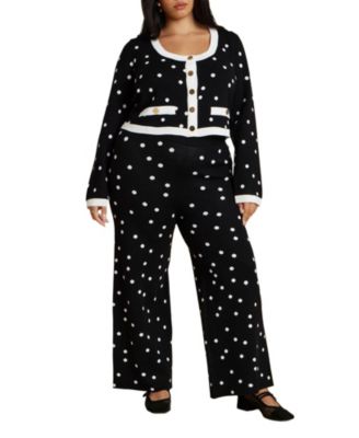 Women's Plus Size Polka Dot Intarsia Pant