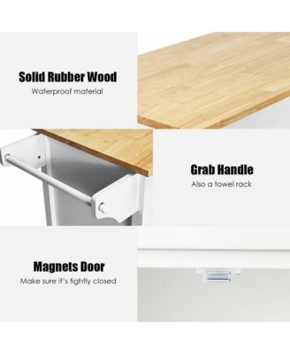 Rolling Kitchen Cart Island Wood Top Storage Trolley Cabinet Utility Modern
