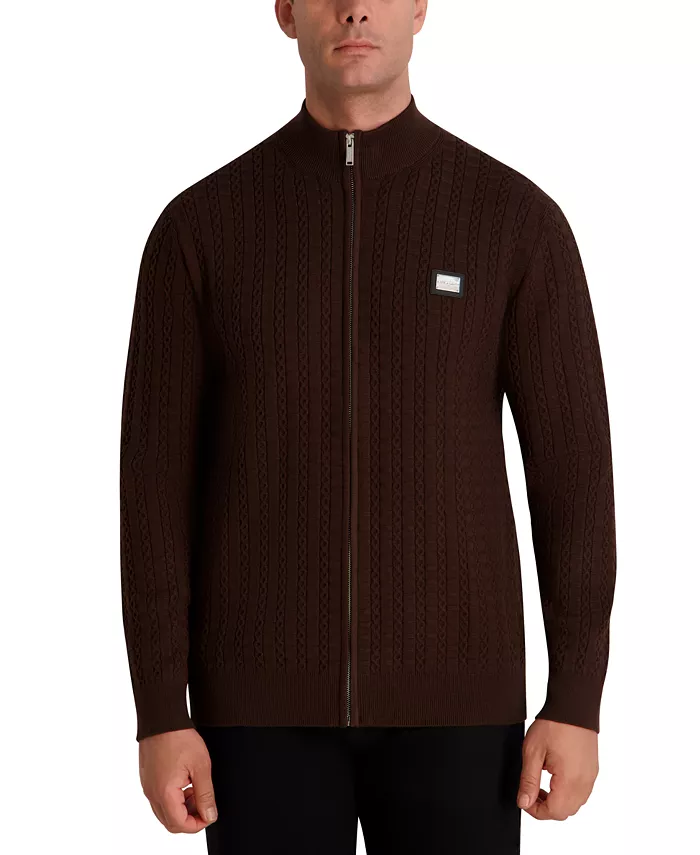 Men's Full Zip Cable Knit Sweater