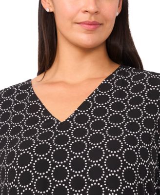 Plus Size Geometric Print Long Sleeve Maxi Dress