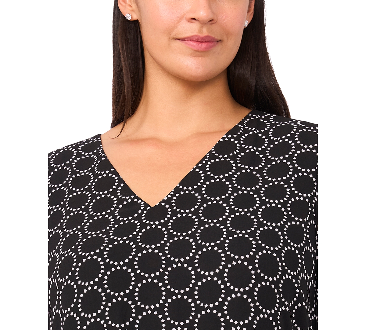 Msk Plus Size Geometric Print Long Sleeves Maxi Dress In Multi