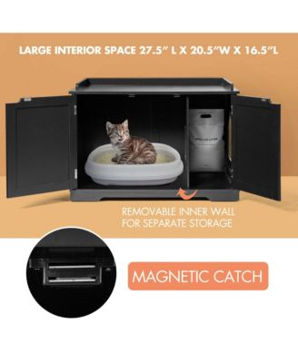 Cat Litter Box Wooden Enclosure Pet House Sidetable Washroom Storage Bench