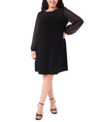 Plus Size Round Neck Bell Sleeves Shift Dress