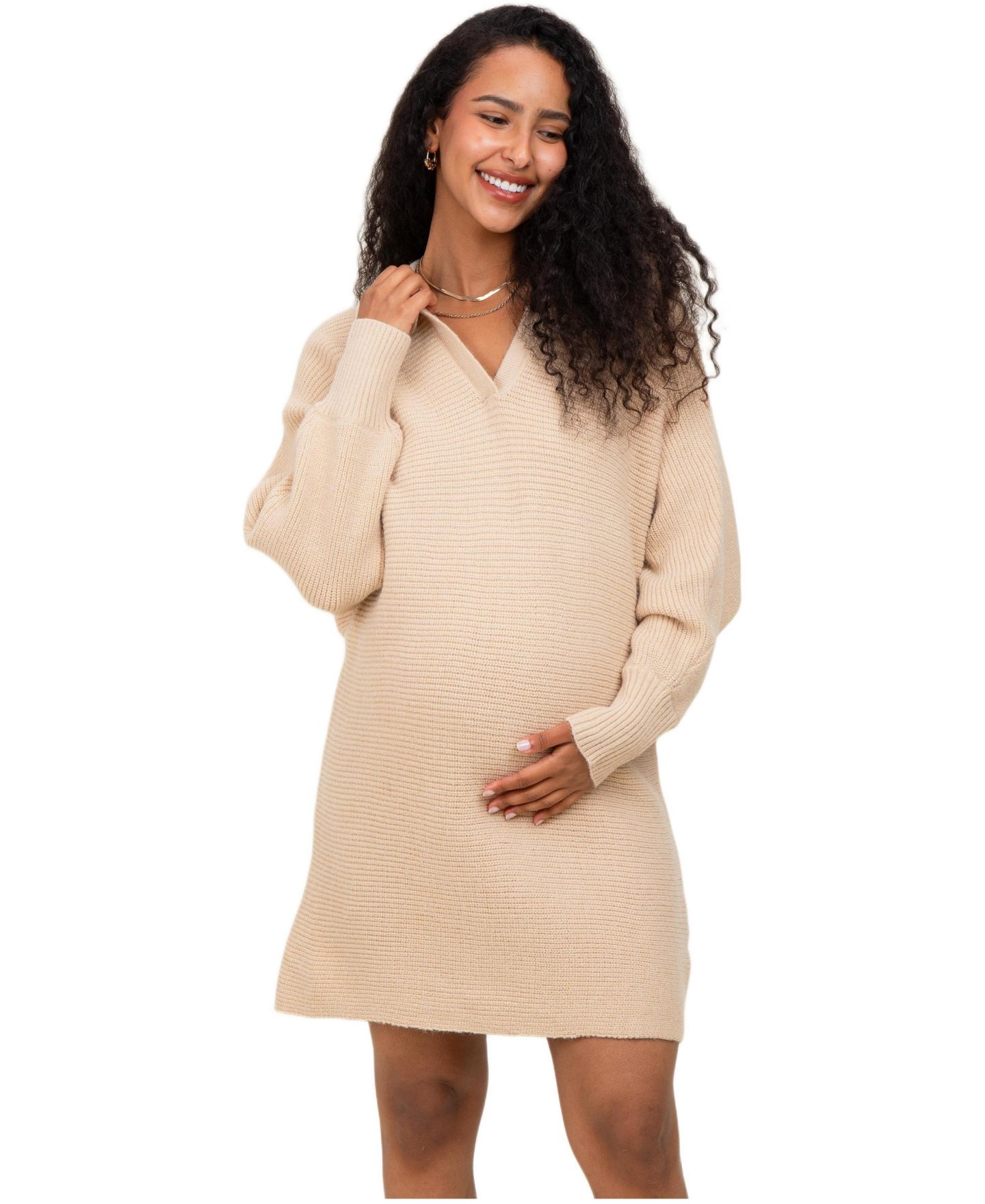 Женское платье Pinkblush Taupe Chunky Knit Collared Sweater Dress, цвет: Серо-коричневый — фото 3