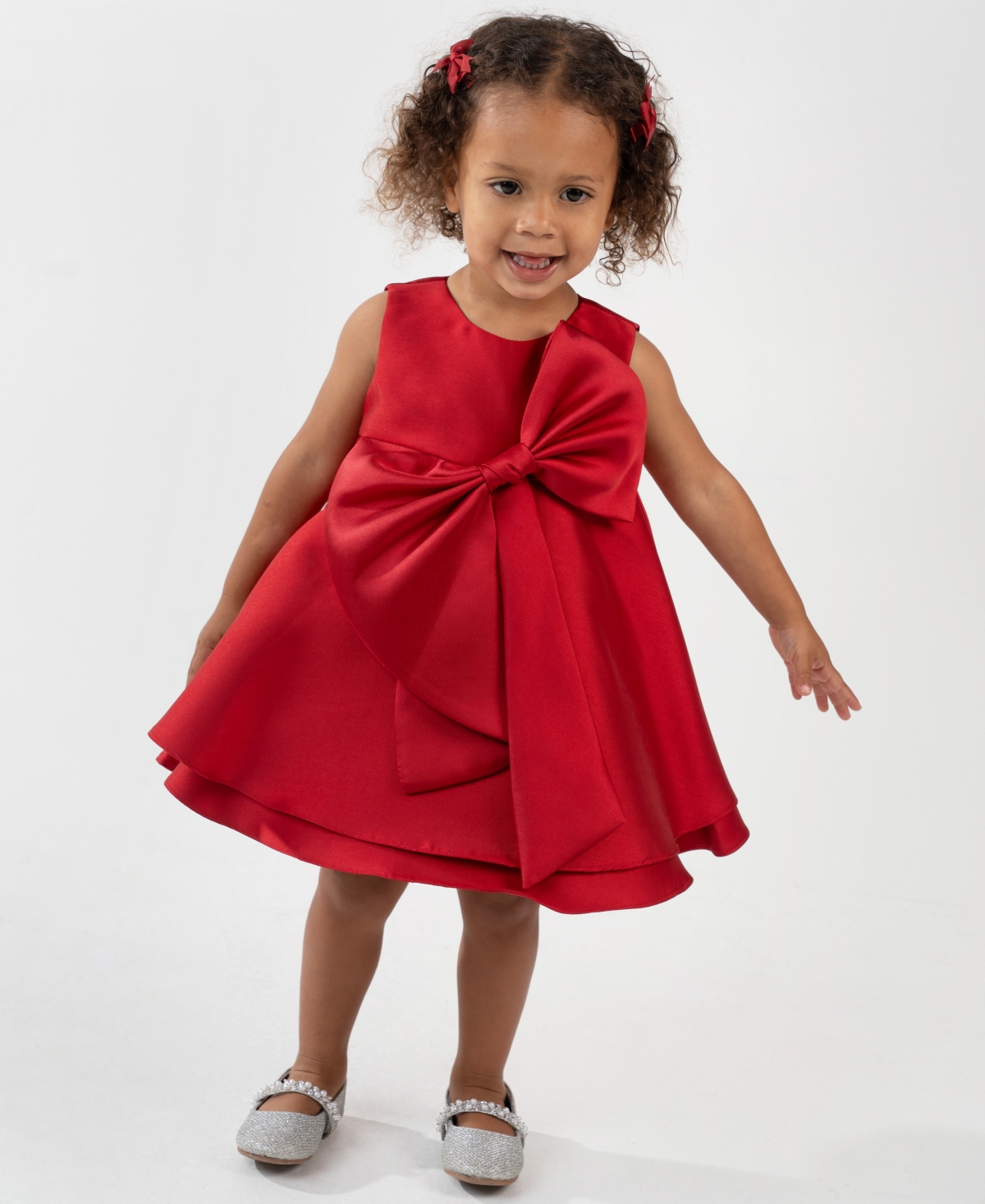 Rare Editions Baby Girls 2-Piece Mikado Dress and Diaper Cover Set