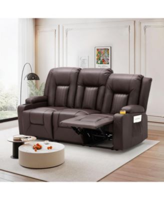 3 Seater Reclining Sofa with 2 Cup Holders&Side Pockets