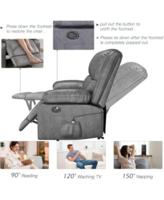 Recliner Couch with Massage&Heat Function, 3-Seat Wall Hunger Reclining Sofa