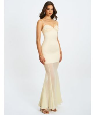 Women's Zayne Butter Yellow Ruch Breast Chiffon Mermaid Maxi Dress