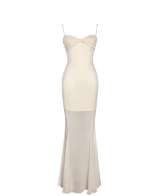 Women's Zayne Butter Yellow Ruch Breast Chiffon Mermaid Maxi Dress