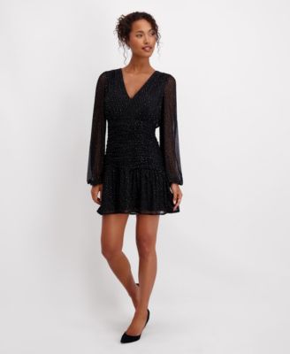 Women's V-Neck Long Sleeve Mini Dress