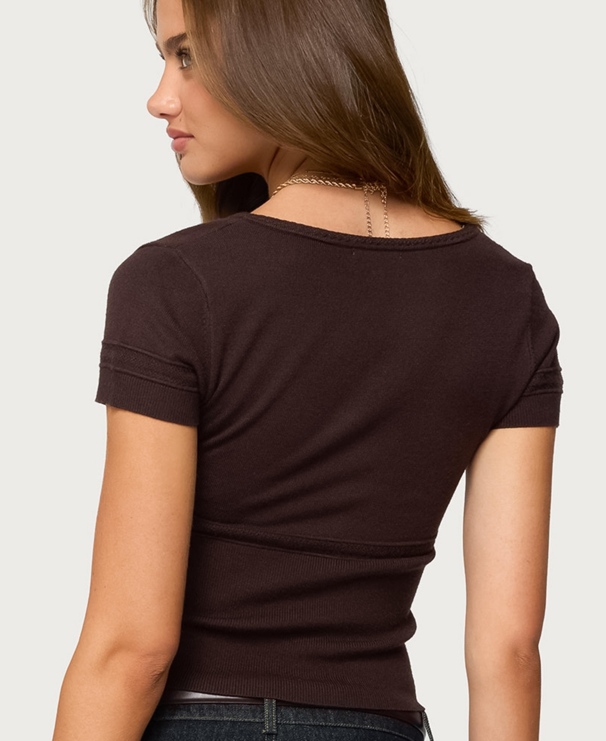 Edikted Womens Theresa V Neck Knit Top