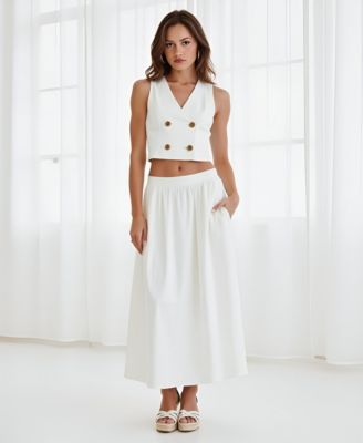 Women's Double Breasted Vest And Maxi Skirt Two-Piece Set
