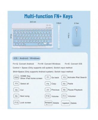 Keyboard And Mouse Combo - Cute Bluetooth Keyboard With Silent Mouse, 3 Adjustable DPI 2.4G USB Slim Keyboard Mouse Set For IOS For Android