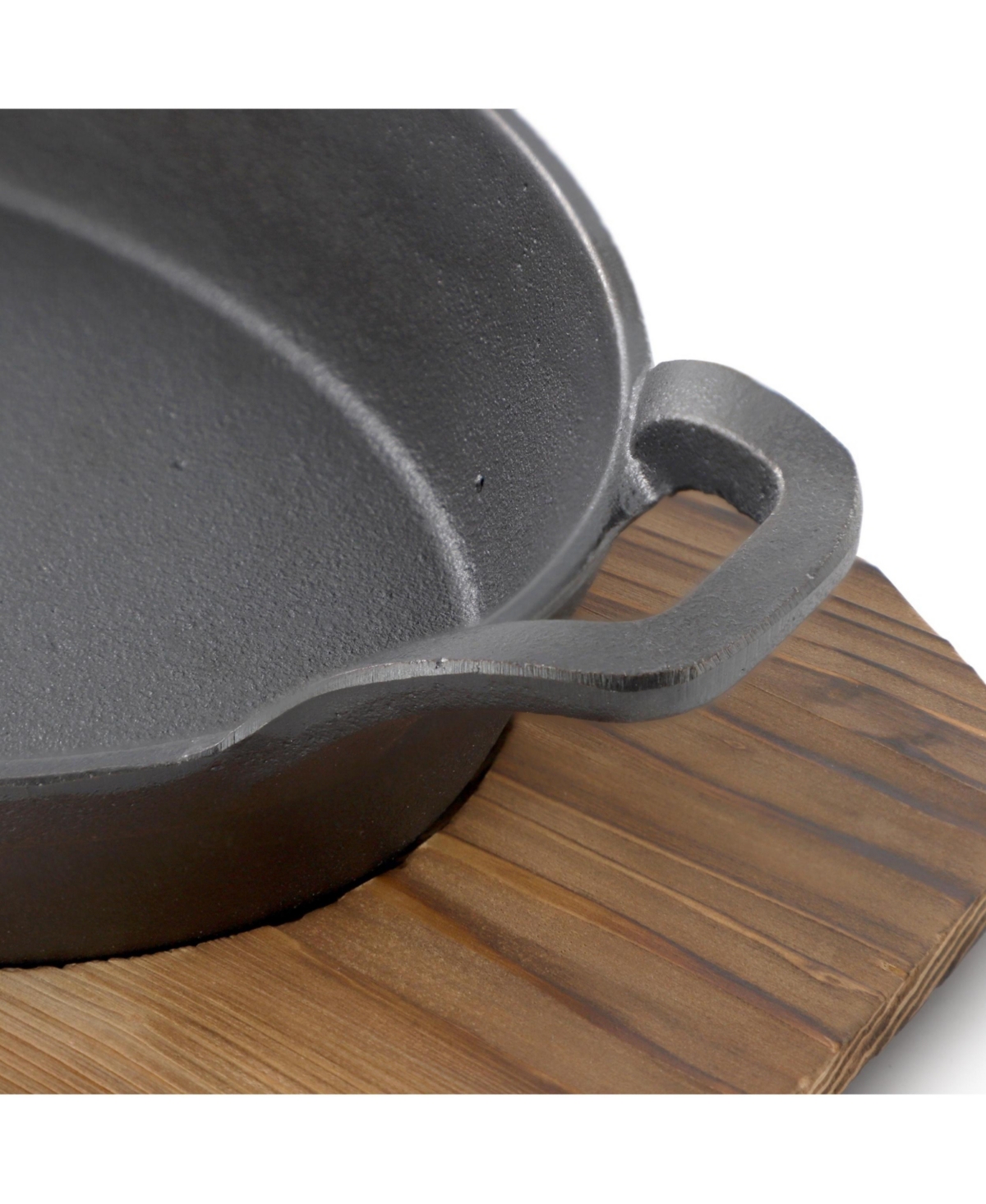 MegaChef Piece Mini Cast Iron Oval Pan with Wood Tray Set
