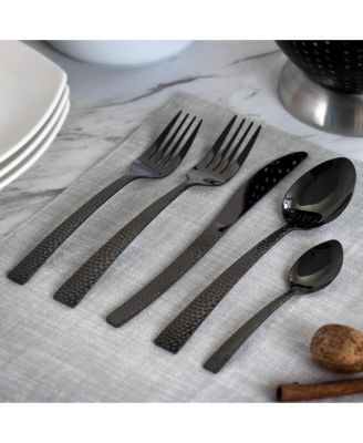 Baily 20 Piece Flatware Utensil Set, Stainless Steel Silverware Metal Service for 4 in Black