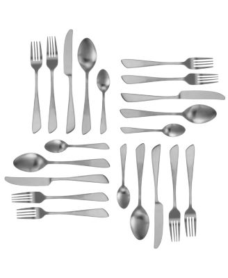 Gibbous 20 Piece Flatware Utensil Set, Stainless Steel Silverware Metal Service for 4 in Matte Silver