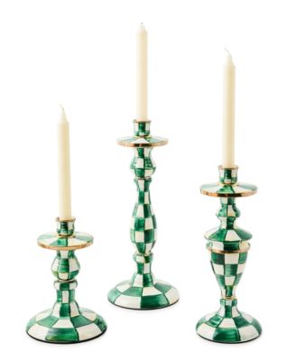 Emerald Check Medium Candlestick