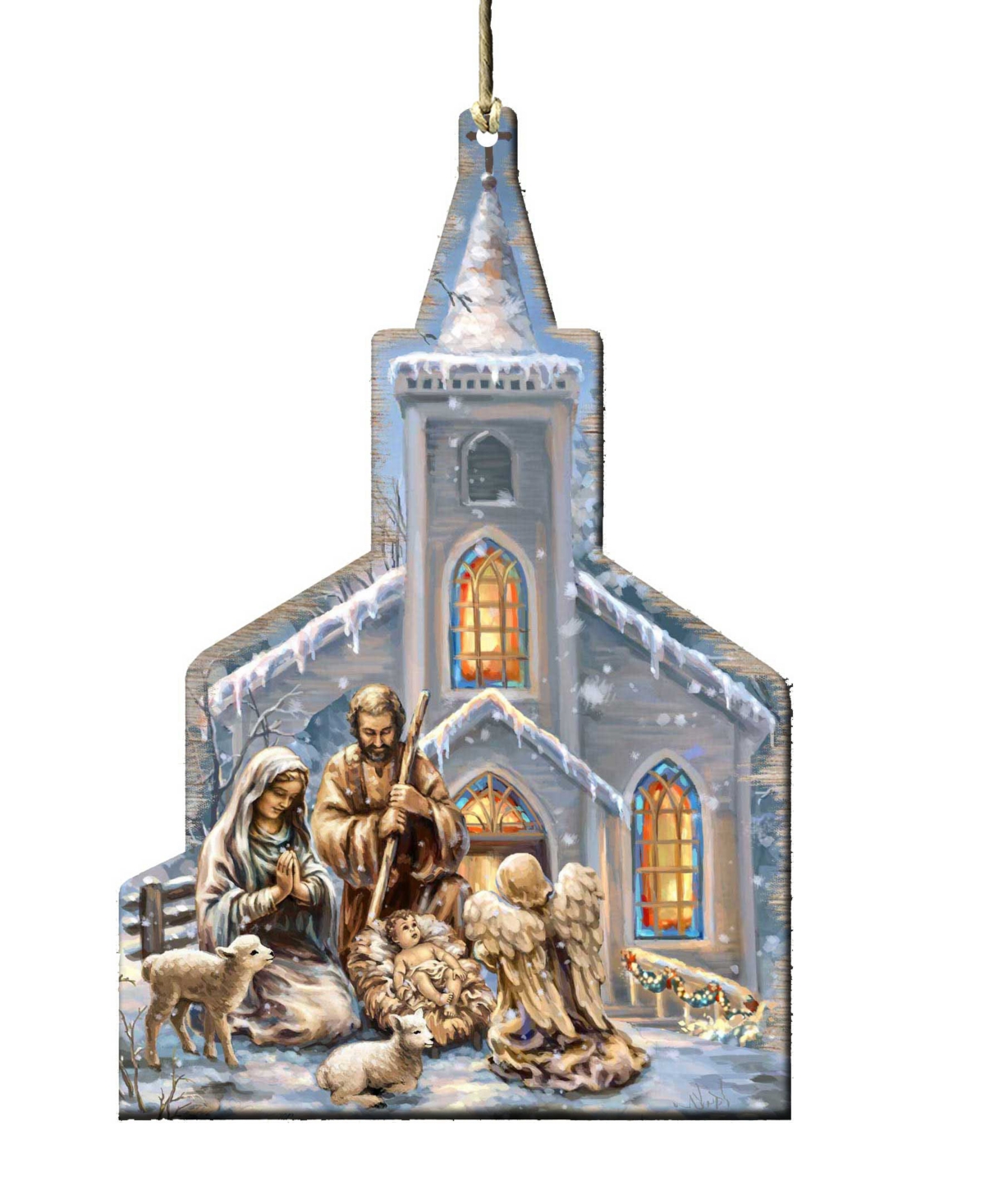 Designocracy Nativity Chapel Wood Christmas Ornament In Multi