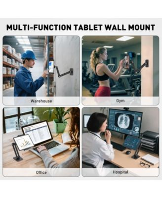Tablet Wall Mount Holder for iPad, 360°Rotation Adjustable Tablet Stand Holder with Aluminum Extendable Arm, for All 4.7-13" Phones & Tablets