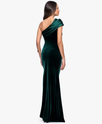 Petite Velvet One Shoulder Gown