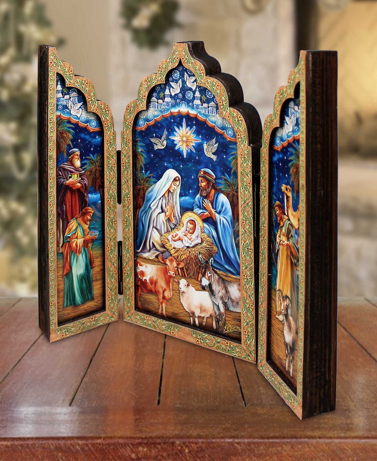 Designocracy Christmas Story Wood Tabletop Triptych In Multi