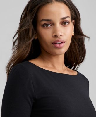Women's Boat-Neck Long-Sleeve Knit Top, Macy's Exclusive