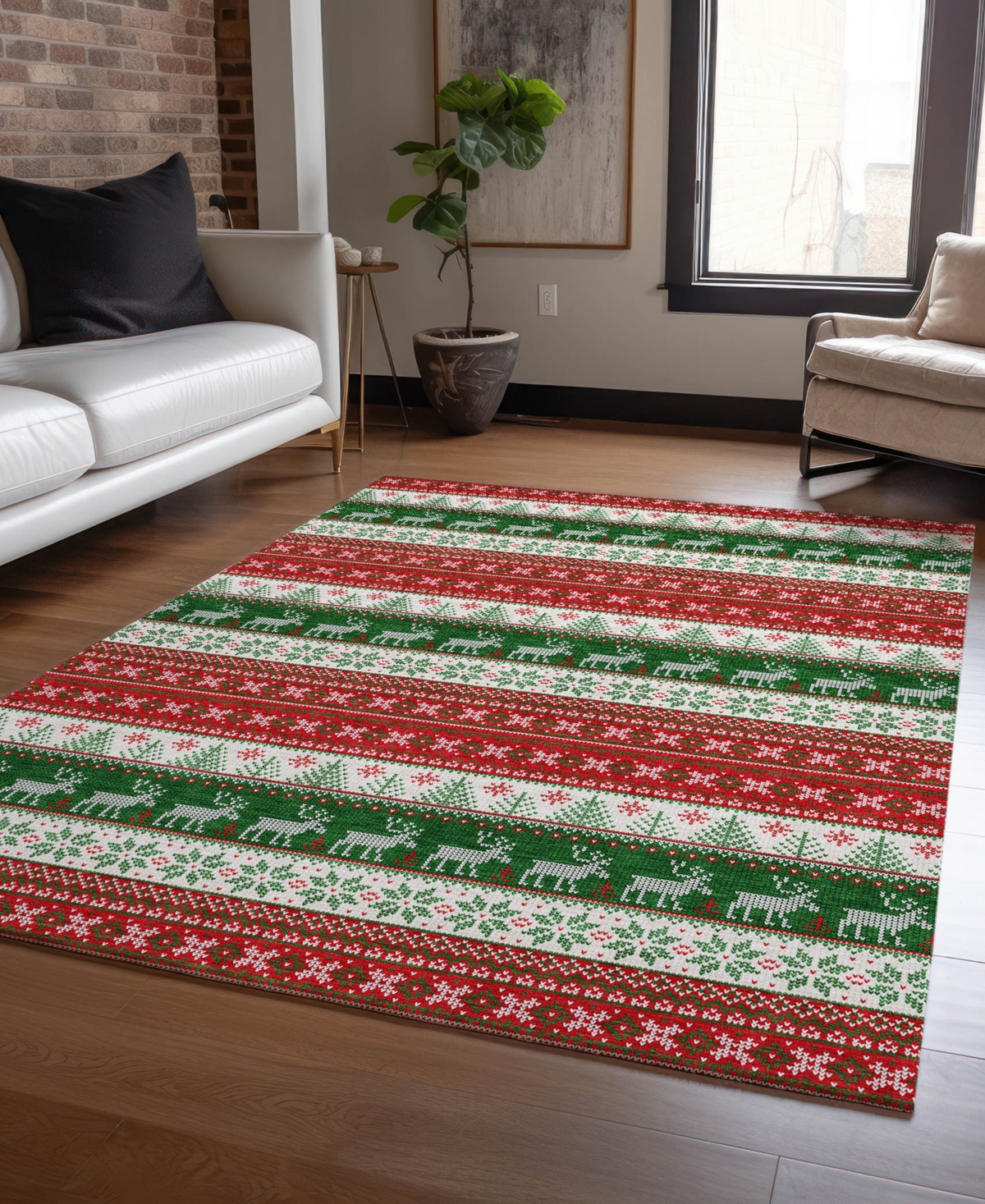 Addison Holiday Washable Indoor/outdoor Acn1818 10'x14' Area Rug In Red