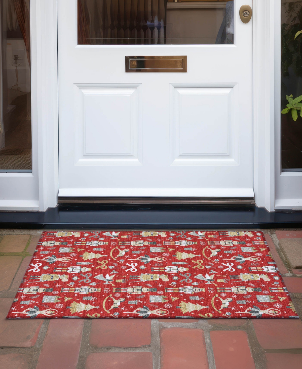 Addison Holiday Washable Indoor/outdoor Acn1827 1'8"x2'6" Area Rug In Red