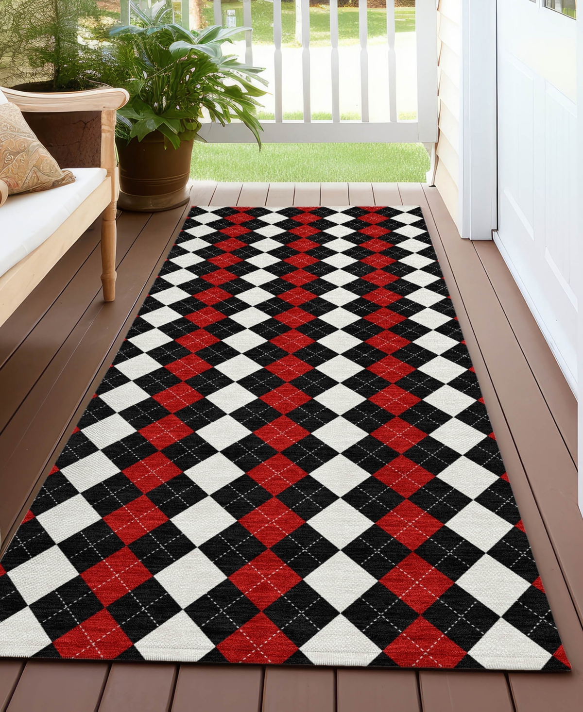 Addison Holiday Washable Indoor/outdoor Acn1812 2'3"x7'6" Runner Area Rug In Black