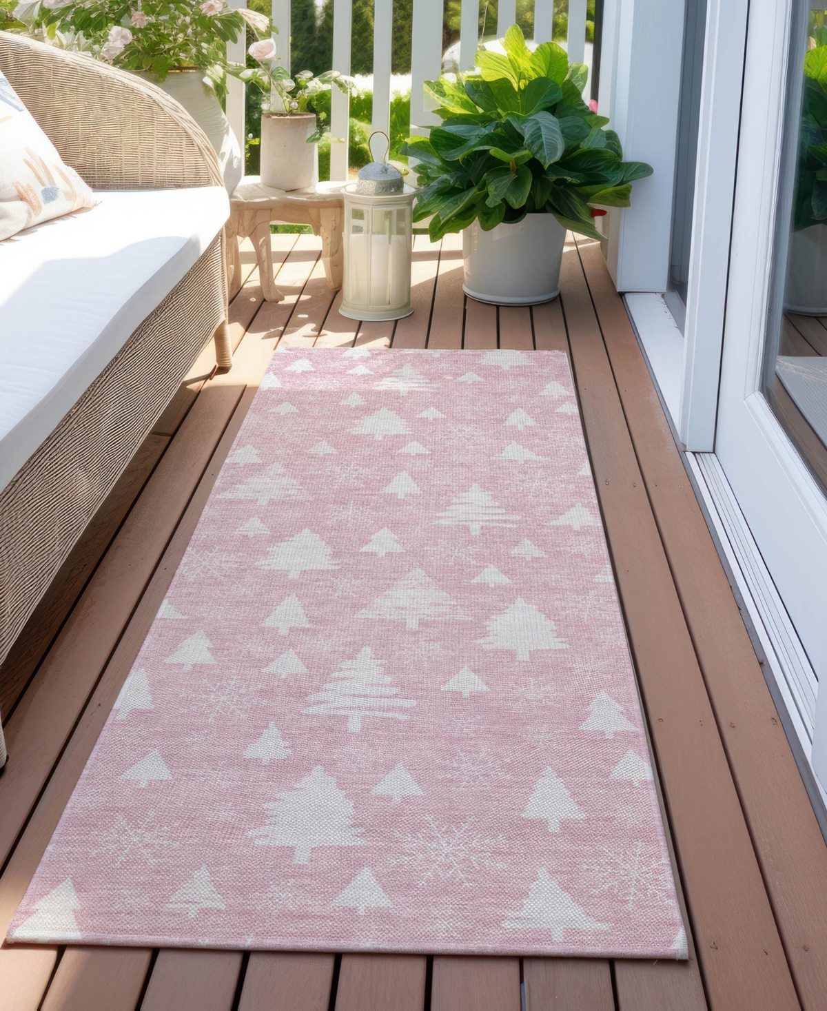 Addison Holiday Washable Indoor/outdoor Acn1815 2'3"x7'6" Runner Area Rug In Pink