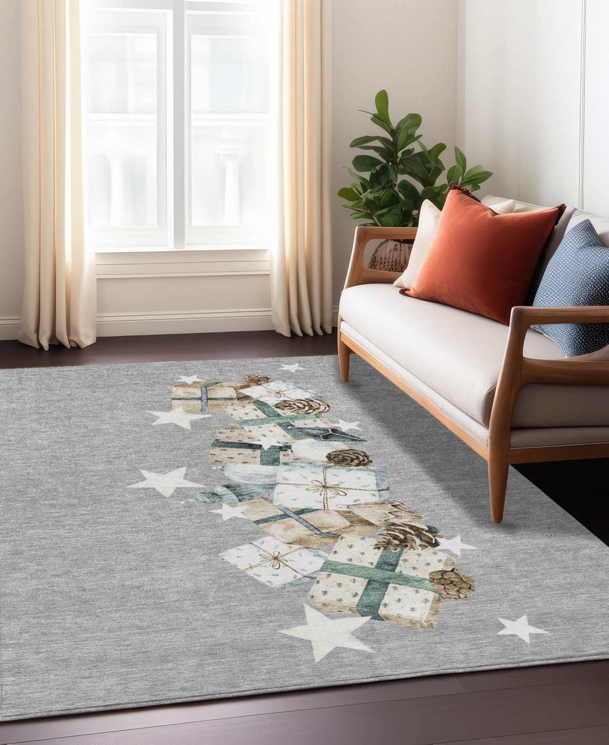 Addison Holiday Washable Indoor/outdoor Acn1825 3'x5' Area Rug In Gray