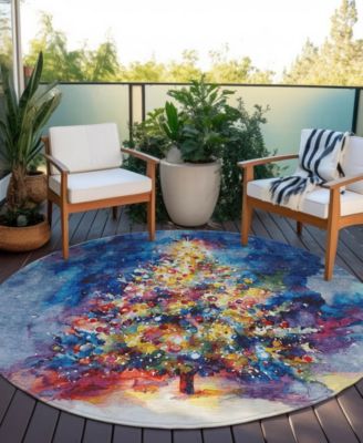 Holiday Washable Indoor/Outdoor ACN1806 8'x8' Round Area Rug