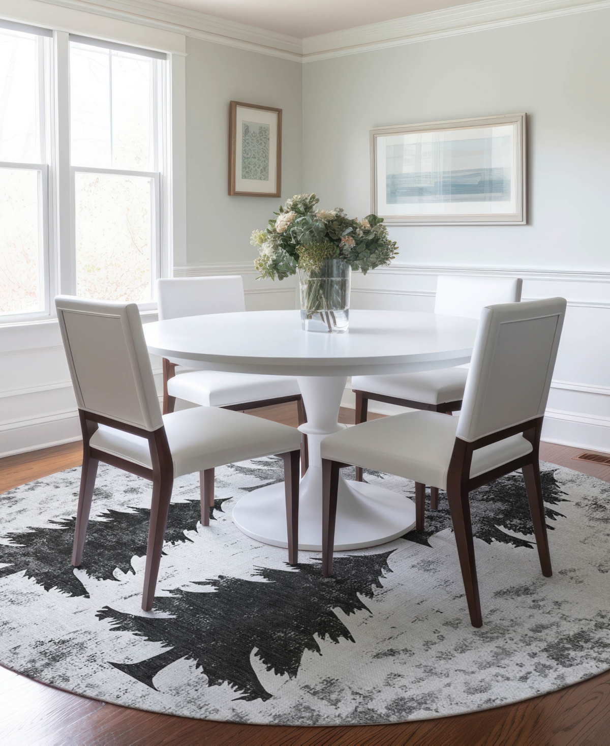 Addison Holiday Washable Indoor/outdoor Acn1811 8'x8' Round Area Rug In Gray