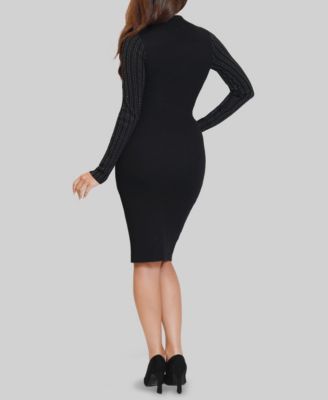 Junior's Mock Neck Studded Sweater Dress