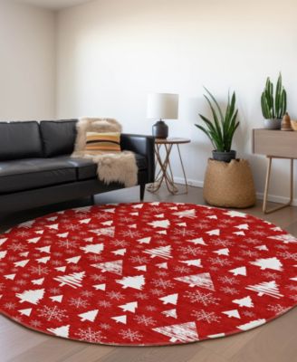 Holiday Washable Indoor/Outdoor ACN1815 8'x8' Round Area Rug